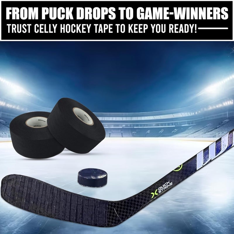 CellyTape Hockey Stick Tape,1.5 inches Wide, 2 - Pack, Ice and Roller Hockey Cloth Tape, Goalies, Baseball bat Tape, Lacrosse Sports Handle, Strong Adhesive, Easy Tearing Made in USA (Black) - Image 4