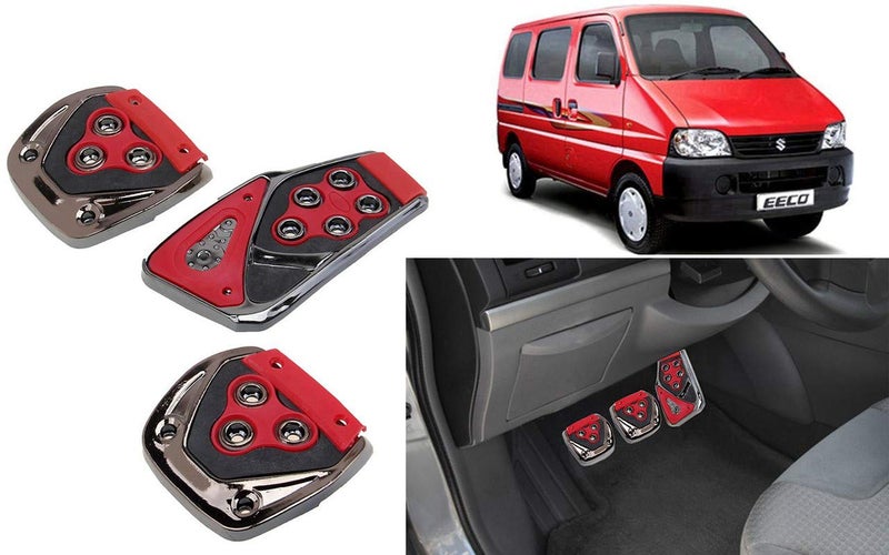 Selifaur - 3 Pcs Red Non-Slip Manual Car Pedals kit Pad Covers Set for Eeco - Image 1