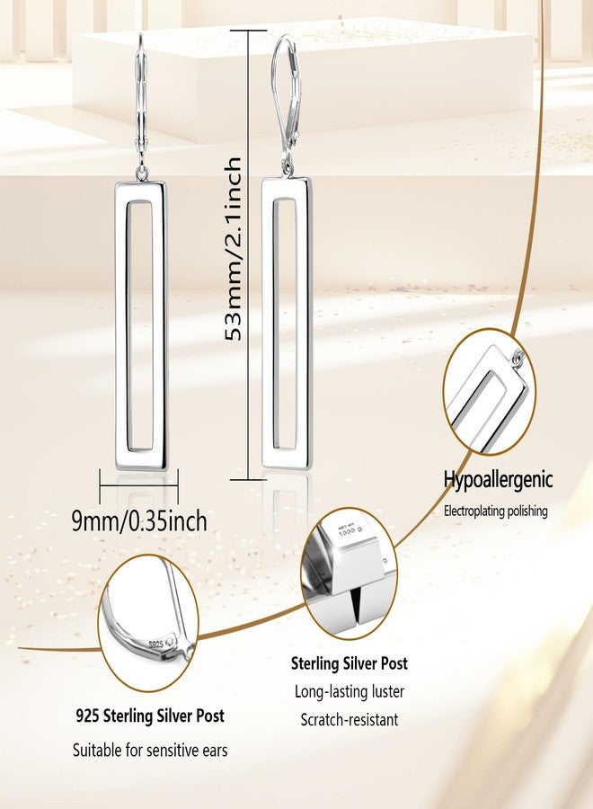 ALEXCRAFT Sterling Silver Bar Earrings for Women Silver Dangle Hypoallergenic Leverback Earrings Bar Geometric Drop Dangle Earring for Women Jewelry Gifts - Image 5