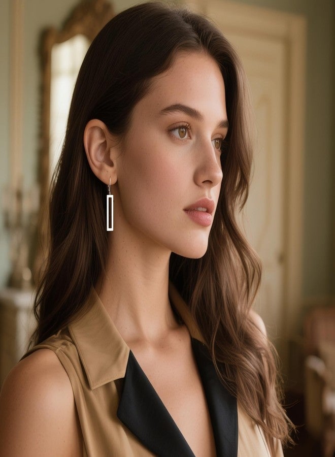 ALEXCRAFT Sterling Silver Bar Earrings for Women Silver Dangle Hypoallergenic Leverback Earrings Bar Geometric Drop Dangle Earring for Women Jewelry Gifts - Image 2