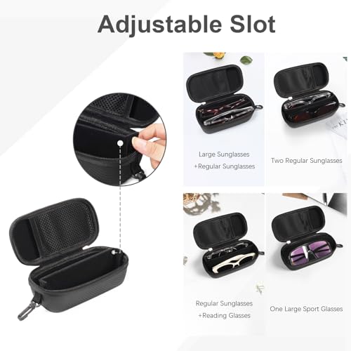 Bukere Double Eyeglasses Case with Adjustable Slots, EVA Hard-shell Travel Dual Glasses Sunglasses Organizer for Men Women - Image 2