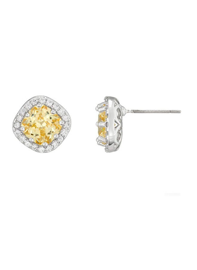 BUCKLEY LONDON - The Carat Collection - Canary Cushion Halo Stud Earrings - Image 1