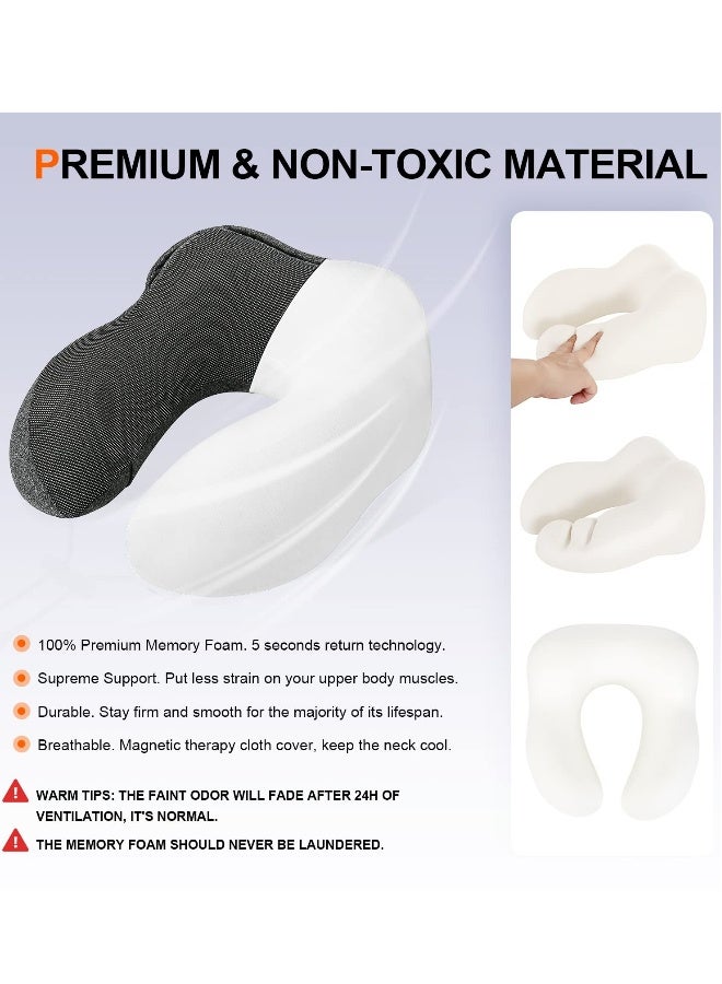 Neck Pillow for Travel, Memory Foam Travel Pillow with Hood, Adult Airplane Pillow for Head Rest Neck Support, Portable Pillow for Office Cars Trains Long Flights Sleeping, Deep Grey - Image 4