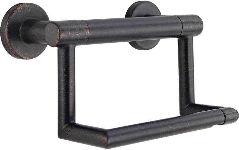 Contemporary (1-Pack) Toilet Paper Holder w/ Assist Bar ADA Compliant Venetian Bronze 300 lb Capacity Grab Bar for Seniors Bath Safety Handle for Balance Assist, Toilet Area Grip Bar 41550-RB