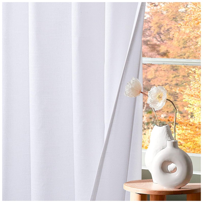 HOMIDATE Long White Cotton Drapes 108Inch Set of 250x108 inch Textured Curtains for Living Room Room Decor Light Filtering Panels