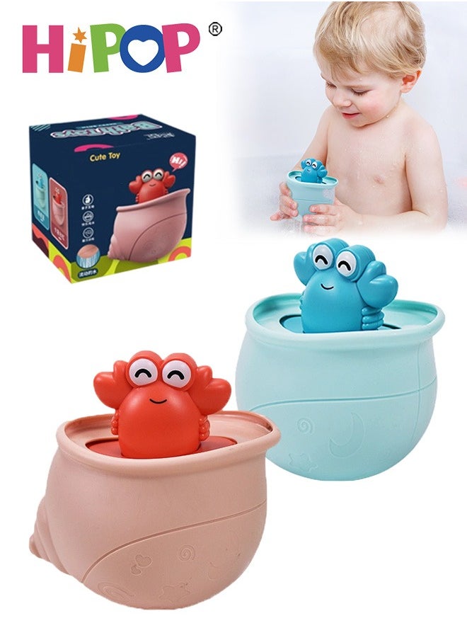HIPOP 2PCS Bath Toys, Baby Bathtub Toy, Cute Sea Snail and Crab Shape for Infants, Water Play Surprise, Smooth 360° Finish, Durable Non-Toxic ABS Material, Fun and Safe Bath Toys for Toddlers  - Image 1