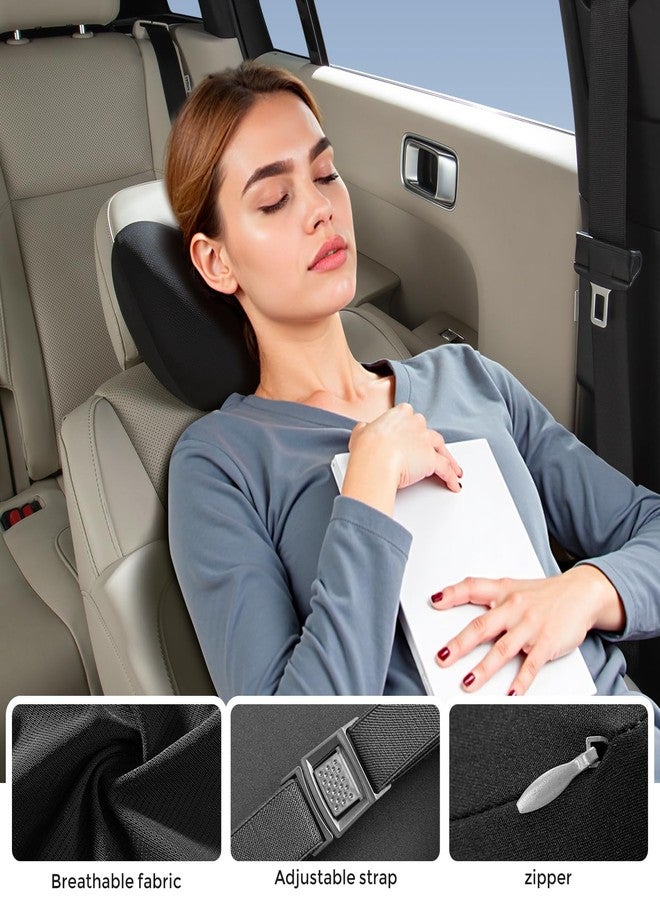 BEBAS Memory Foam Car Headrest Pillow - Breathable Neck Support Pillow for Driving, Universal Fit Cars/SUVs/Tesla/Toyota & Office Chair, Removable Cover (Black, 1-Pack) - Image 3