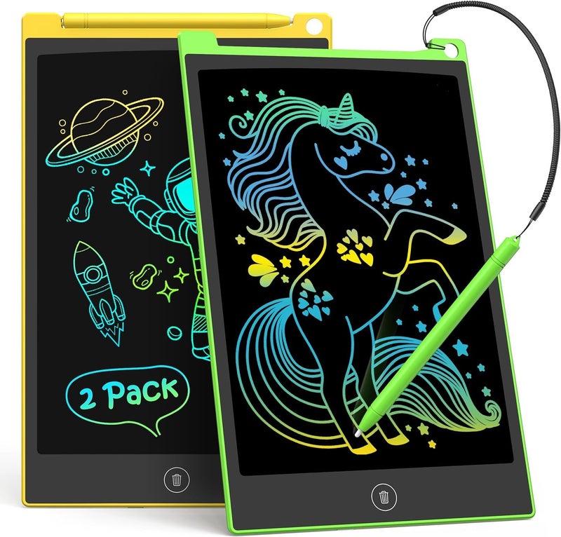 Tecjoe 2 Pack Lcd Writing Tablet  8.5 Inch Colorful Doodle Board Drawing Tablet For Kids  Kids Travel Games Activity Learning Toys Birthday Gifts For 3 4 5 6 Year Old Boys And Girls Toddlers - Image 1