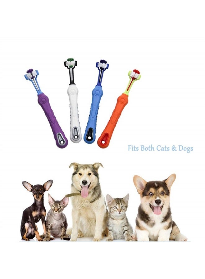 3-Sided Pet Toothbrush Dog Toothbrush Removing Bad Breath Tartar Cleaning Mouth Pet Dental Care Cat Cleaning Mouth (Pack of 4)