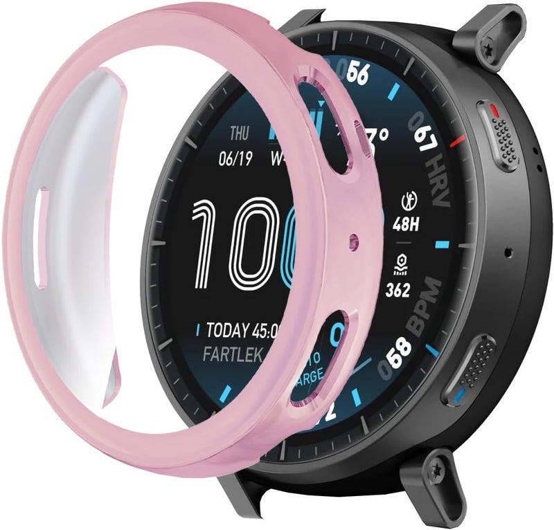 WUNIAK Case for Amazfit Active Max SmartWatch,Soft TPU Full Coverage Protective Cover,Scratch Resistant, Thin & Lightweight,(Pink) - Image 1