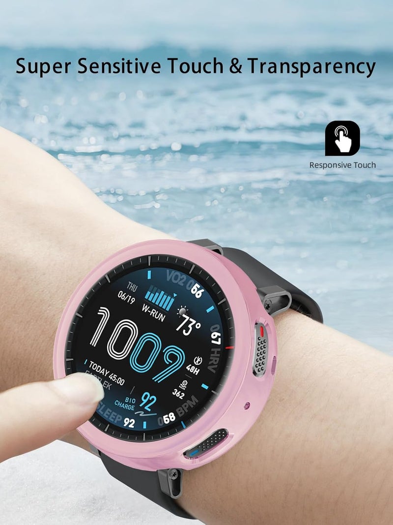 WUNIAK Case for Amazfit Active Max SmartWatch,Soft TPU Full Coverage Protective Cover,Scratch Resistant, Thin & Lightweight,(Pink) - Image 4