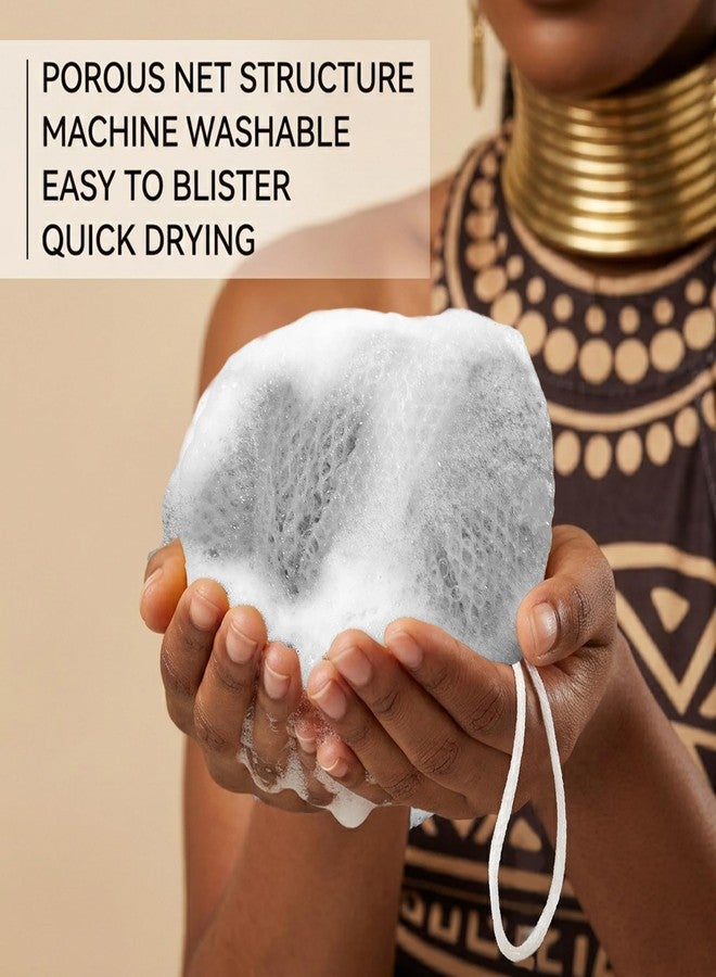 RIUOTA African Net Sponge Authentic, 3 Pack Exfoliating Body Scrubber Sponge, Deep Cleansing Shower Bath Sponge, Reusable Skin Bath Accessories for Men Women(Blue,Purple,Grey) - Image 4