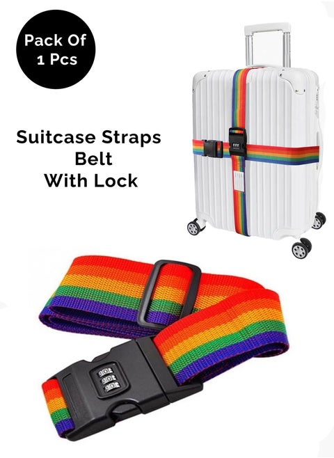 1 Pcs Luggage Strap Belt With 3 Digits Combination Lock Multicolour Adjustable with Buckle Travel Accessories Suitcase Bags Tie Down Lashing Packing Straps Business Traveling Packing Anti Theft Belt