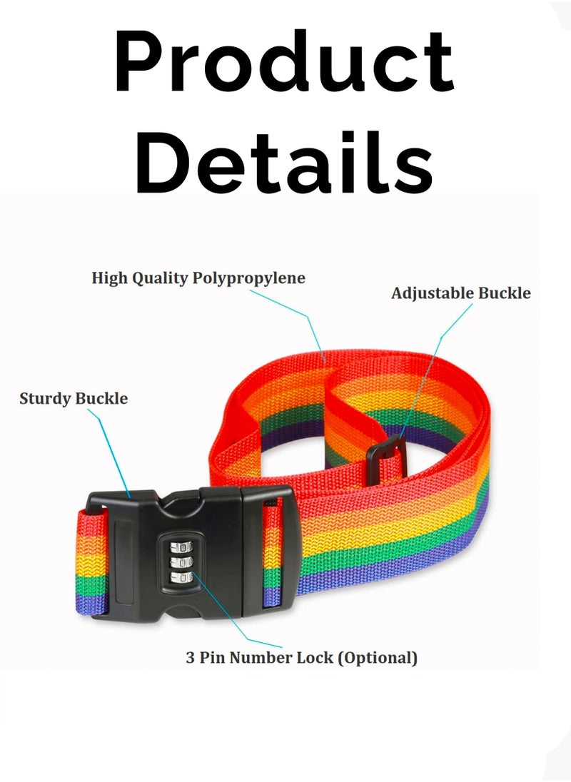 Generic - 1 Pcs Luggage Strap Belt With 3 Digits Combination Lock Multicolour Adjustable with Buckle Travel Accessories Suitcase Bags Tie Down Lashing Packing Straps Business Traveling Packing Anti Theft Belt - Image 1