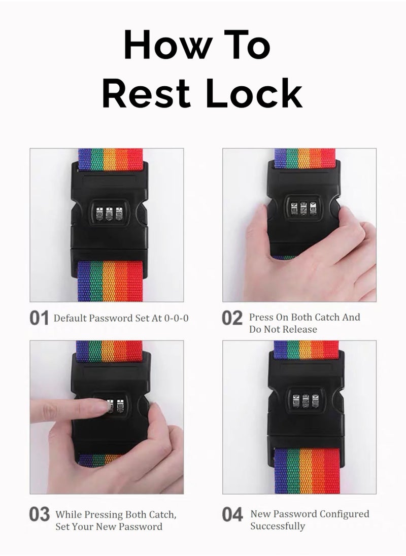Generic - 1 Pcs Luggage Strap Belt With 3 Digits Combination Lock Multicolour Adjustable with Buckle Travel Accessories Suitcase Bags Tie Down Lashing Packing Straps Business Traveling Packing Anti Theft Belt - Image 1