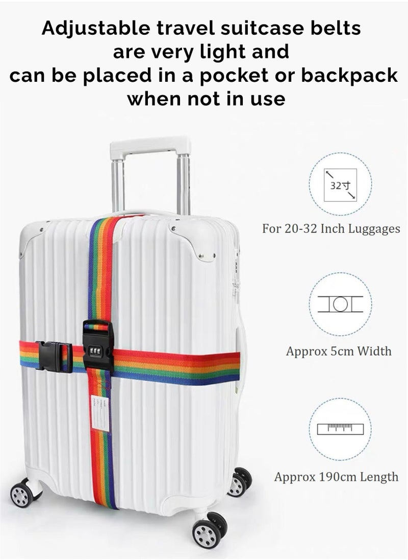 Generic - 1 Pcs Luggage Strap Belt With 3 Digits Combination Lock Multicolour Adjustable with Buckle Travel Accessories Suitcase Bags Tie Down Lashing Packing Straps Business Traveling Packing Anti Theft Belt - Image 1