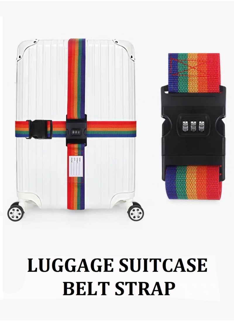 Generic - 1 Pcs Luggage Strap Belt With 3 Digits Combination Lock Multicolour Adjustable with Buckle Travel Accessories Suitcase Bags Tie Down Lashing Packing Straps Business Traveling Packing Anti Theft Belt - Image 1