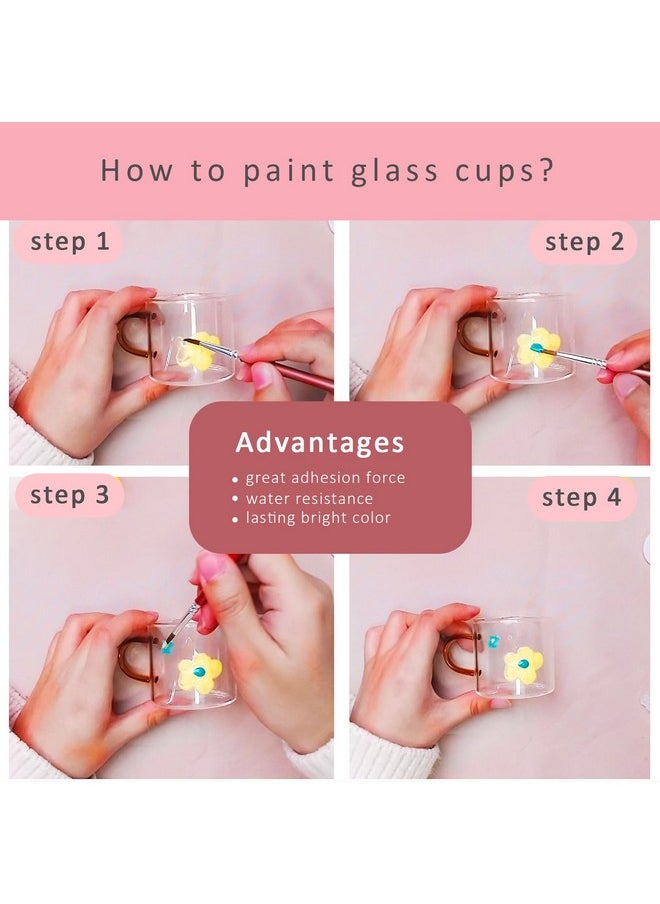 Colorful - Stain Glass Paint Kit With 12 Colors 3 Nylon Brushes 1 Palette Permanent Acrylic Enamel Painting Set To Create Translucent Arts On Transparent Wine Glasses Enamel Window And Glass - Image 1