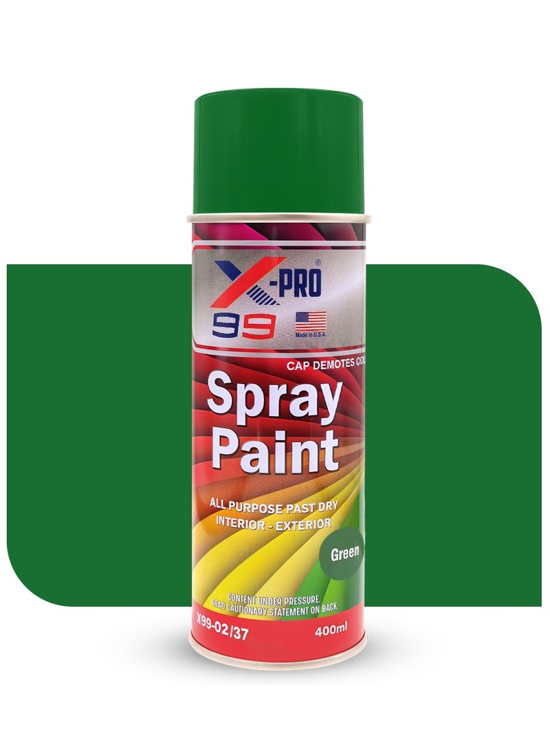 Xpro X-pro 99 Green Spray Paint 400ml – Quick Dry, Superior Gloss, Long Lasting, for Wall, Wood, Metal, Automotive, Industrial, Decor, Interior & Exterior Use – Easy Application X99-02/37 - Image 1