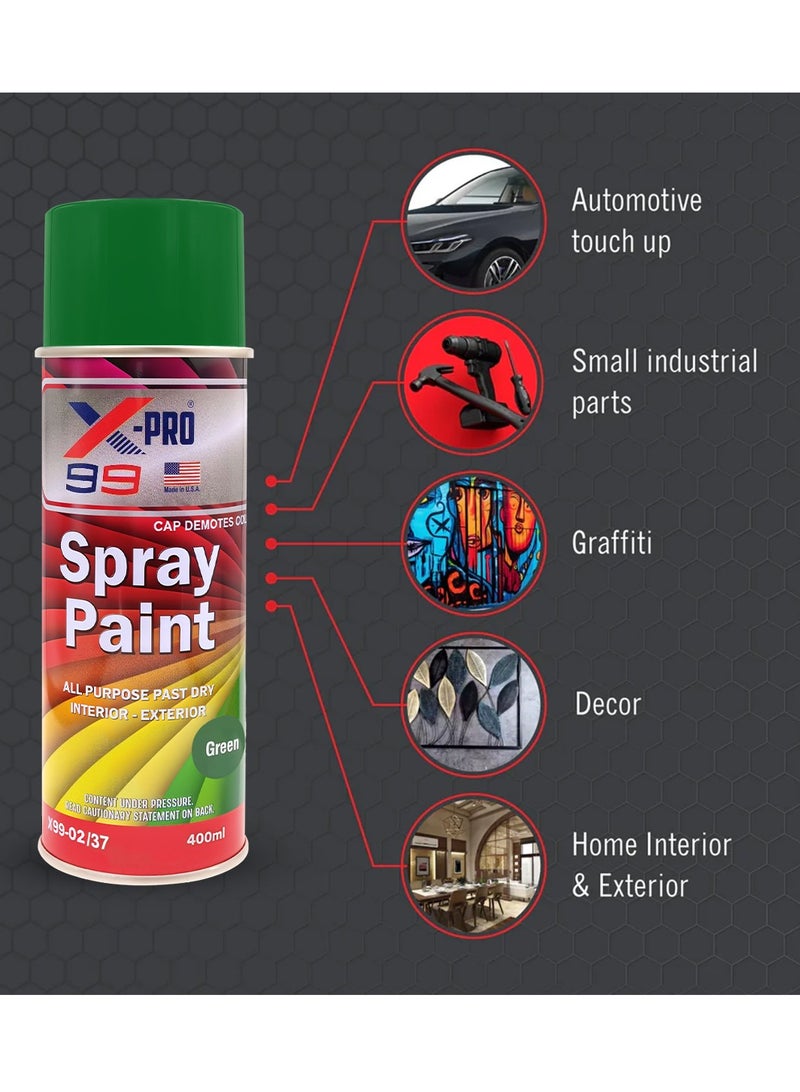 Xpro X-pro 99 Green Spray Paint 400ml – Quick Dry, Superior Gloss, Long Lasting, for Wall, Wood, Metal, Automotive, Industrial, Decor, Interior & Exterior Use – Easy Application X99-02/37 - Image 4