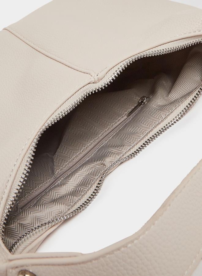 Styli Textured Shoulder Bag with Zip Closure  - Image 4