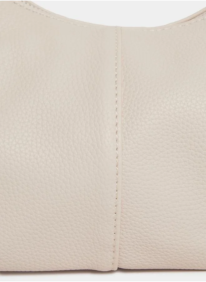 Styli Textured Shoulder Bag with Zip Closure