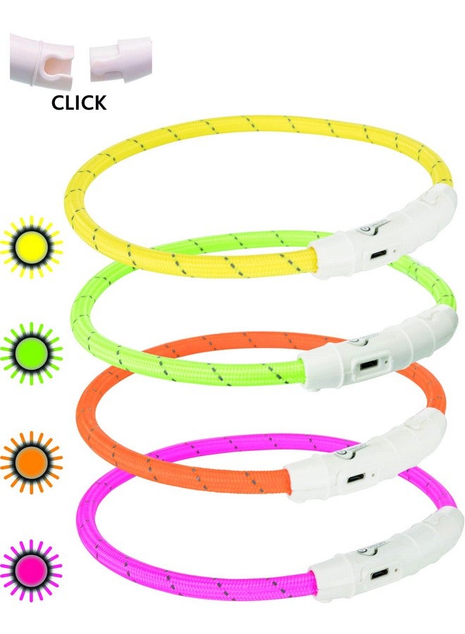 تريكسي طوق حلقي مزود بضوء فلاش يو إس بي للكلاب | طوق عاكس للحيوانات الأليفة | مصنوع من السيليكون غير السام، مع قفل نقر | يمكن إعادة شحنه باستخدام كابل يو إس بي؟ (35 سم/ 7 مم، XS-S0)، أصفر - Image 2