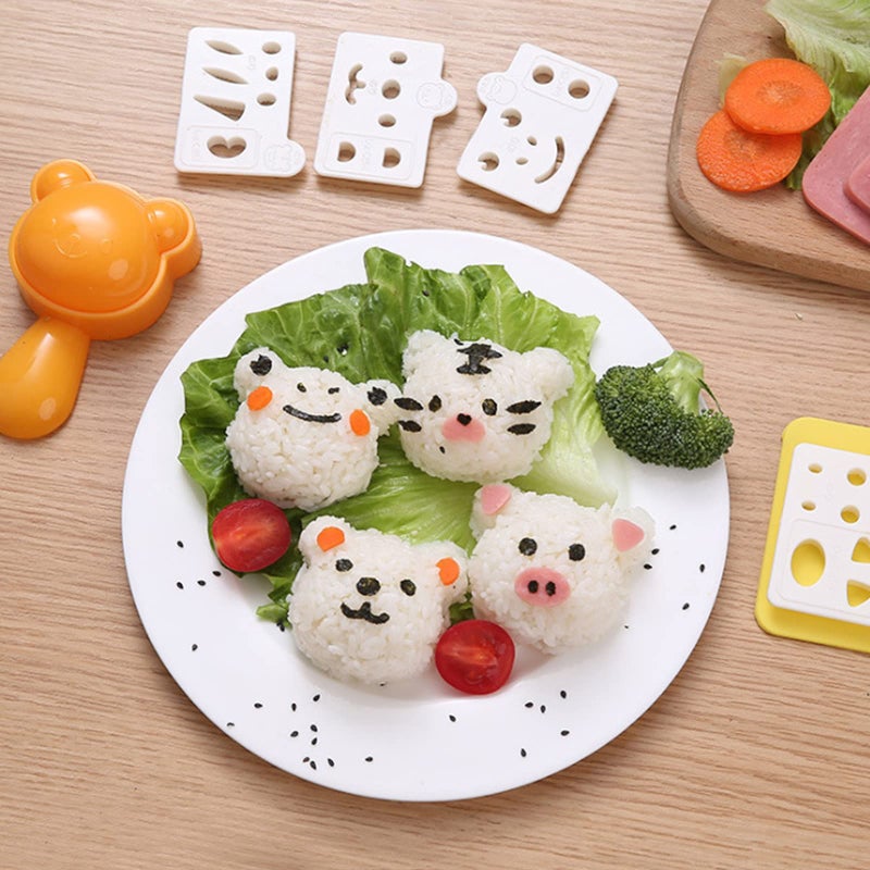 VANVENE Rice Ball Mold for Kids Cute Animal Sushi Mold Rice Shaper Onigiri Mold Bento Accessories DIY Kitchen Tools with Nori Seaweed Punch Cutter - Image 3