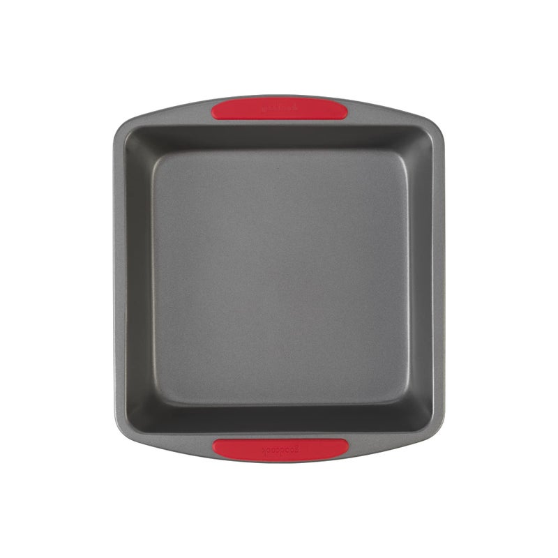 GoodCook MegaGrip Baking Pan with Silicone Grip Handles Square NonStick HeavyGauge Steel Cake Pan Baking Dish for Brownies Bread Cake Baked Goods More Dishwasher Safe 8x8Inch