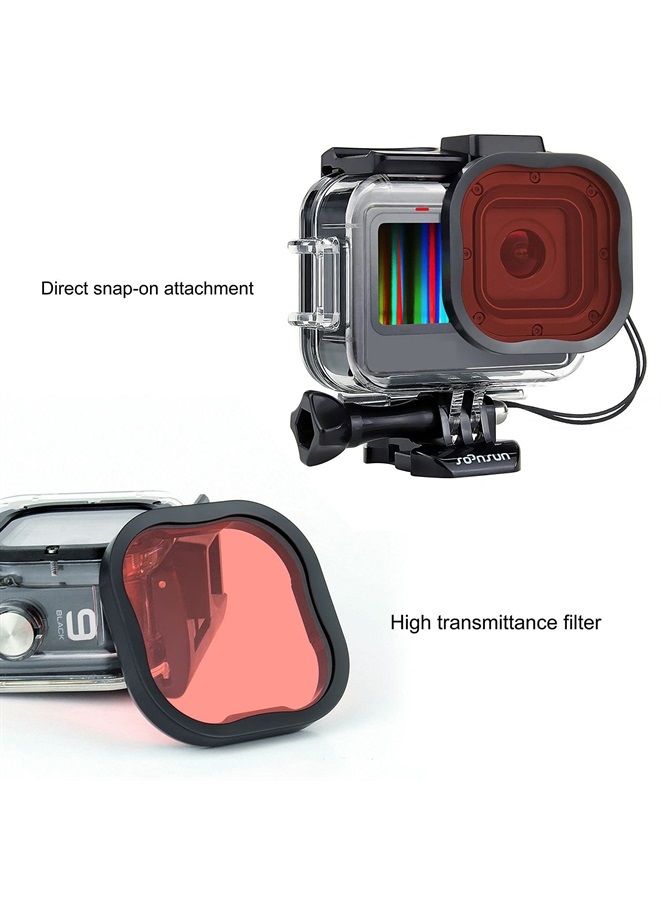 SOONSUN Waterproof Case for GoPro Hero 11 / 10 / 9 Black with 4-Pack Diving Filter - 60M Underwater Protective Housing Case for GoPro HERO11 10 9 Black with Red, Light Red, Magenta, 5X Macro Filters - Image 4