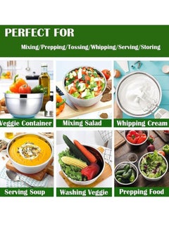 Spaceshoop Stainless Steel Mixing Bowls with Lids, Set of 5, Colorful Non-Slip Base, Nesting Design for Food Storage  - Image 4