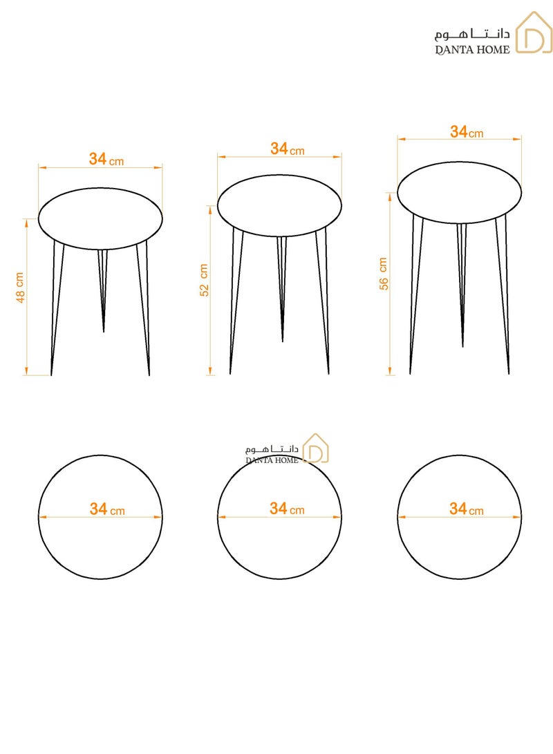 DANTA HOME Side Service Tables Of 3 Pieces For An Elegant And Ideal Home Suitable For Serving Coffee And Tea - Brown - Image 5