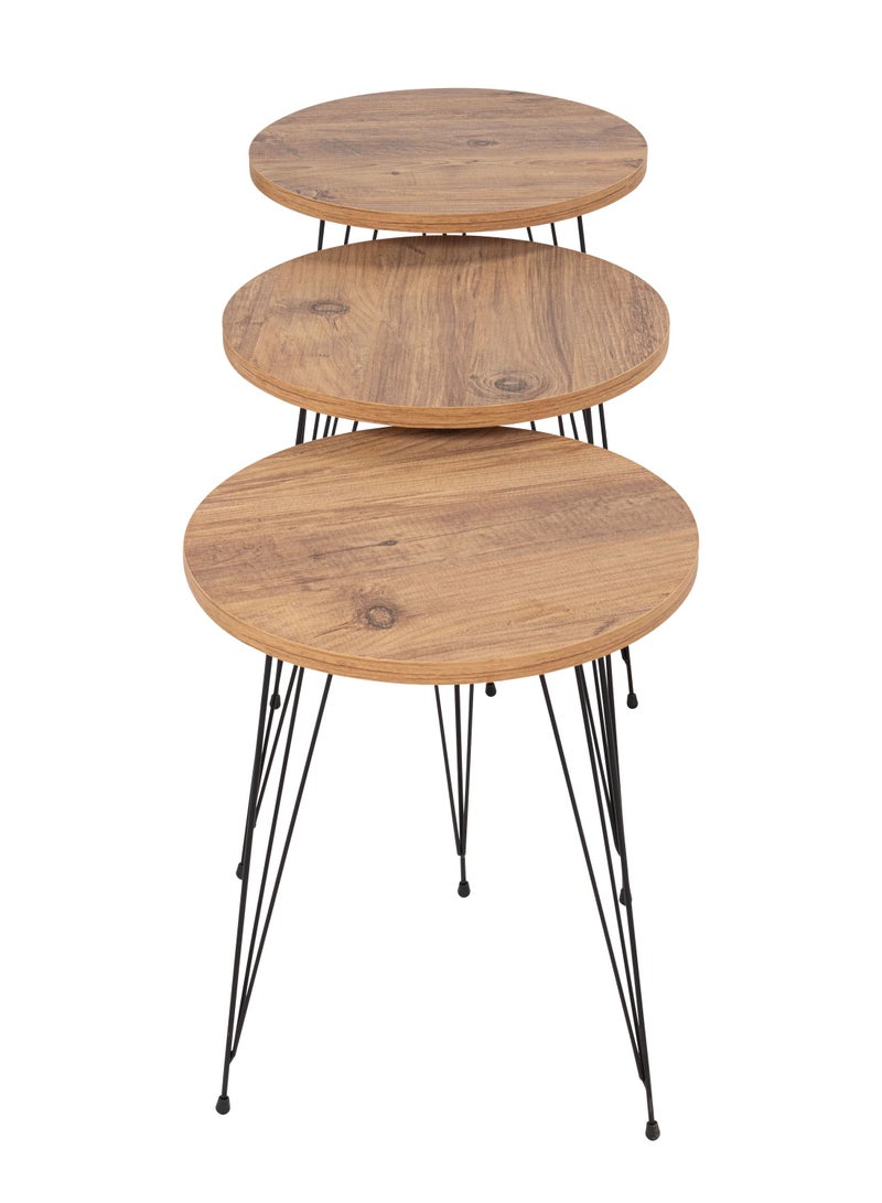 DANTA HOME Side Service Tables Of 3 Pieces For An Elegant And Ideal Home Suitable For Serving Coffee And Tea - Brown - Image 4