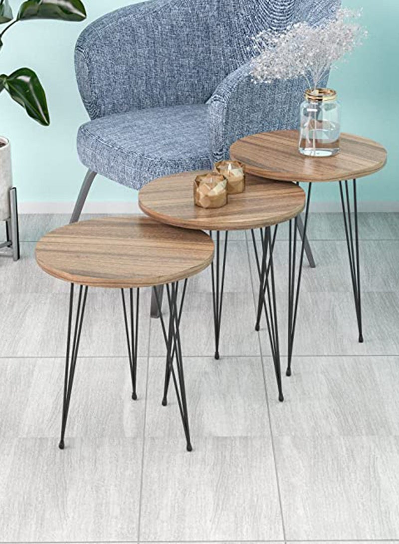 DANTA HOME Side Service Tables Of 3 Pieces For An Elegant And Ideal Home Suitable For Serving Coffee And Tea - Brown - Image 3