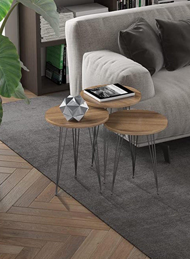 DANTA HOME Side Service Tables Of 3 Pieces For An Elegant And Ideal Home Suitable For Serving Coffee And Tea - Brown - Image 2