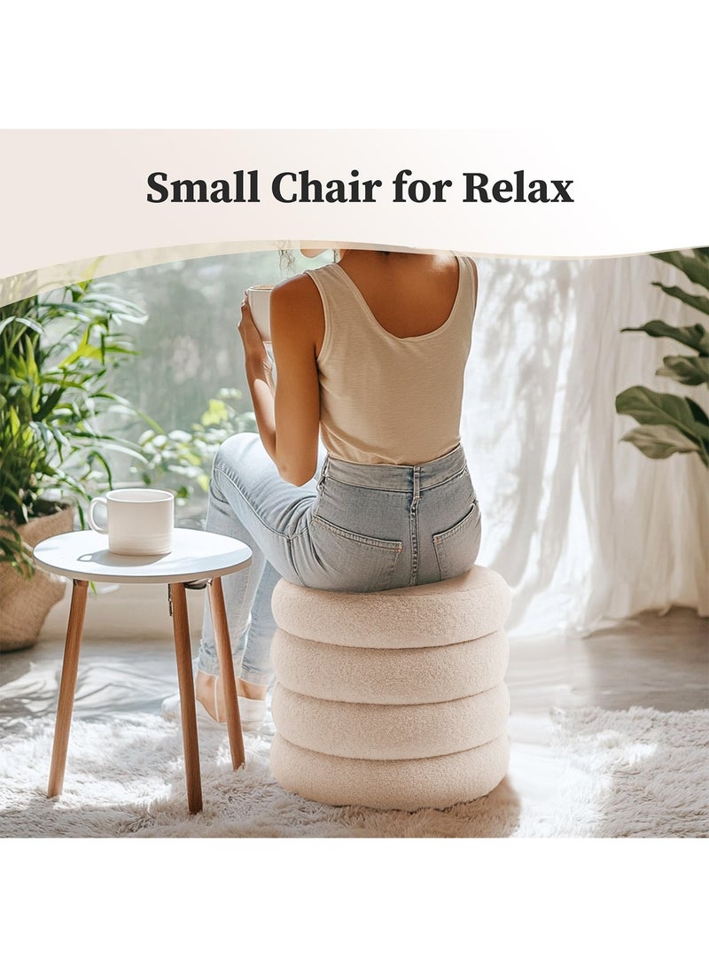 تايمي بوف من قماش البوكلية متعدد الاستخدامات – مسند قدم مريح، مقعد لارتداء الأحذية، كرسي مكياج لطاولة الزينة، كرسي أنيق لغرفة المعيشة والنوم، 33x40سم - بيج - Image 3