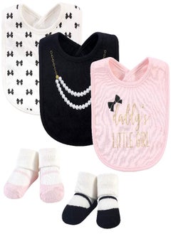 Little Treasure Little Treasure Unisex Baby Cotton Bib and Sock Set, Daddys Girl, One Size  - Image 5