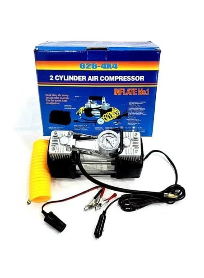كمبريسور هواء 12 فولت، أسطوانة مزدوجة، مضخة هواء عالية الأداء بقدرة 85 لتر/دقيقة، مضخة إطارات للسيارات، سيارات الدفع الرباعي، الطرق الوعرة، مضخة هواء محمولة، نظام هواء مضغوط قوي للنفخ السريع.