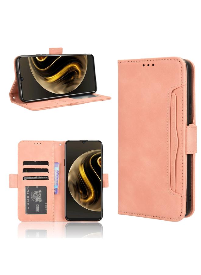 جرين تايجر جراب هاتف من الجلد لهاتف Huawei Enjoy 70 4G بملمس جلد العجل وفتحات للبطاقات (وردي)