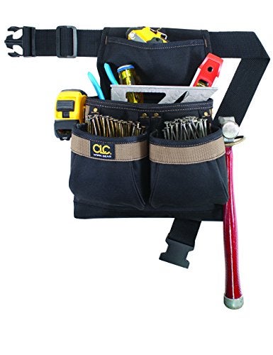 Custom Leathercraft CLC Custom Leathercraft PK1836 Framer's Nail and Tool Bag with Poly Web Belt, Poly, 5-Pocket, Black/Blue - Image 2