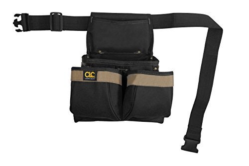Custom Leathercraft CLC Custom Leathercraft PK1836 Framer's Nail and Tool Bag with Poly Web Belt, Poly, 5-Pocket, Black/Blue - Image 1
