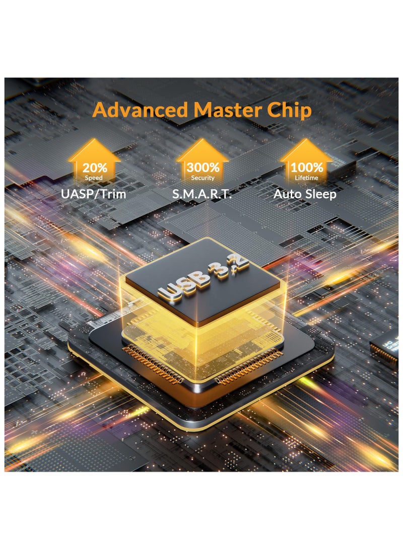 M.2 [NVMe & SATA] SSD Enclosure Adapter[Tool Free][Aluminum], NVMe to USB 3.2 Gen 2 10Gbps, M.2 to USB C&A Supports M-Key/B+M Key Solid State Drive Enclosure with UASP Trim for 2230/2242/2260/2280 SSD  - Image 5