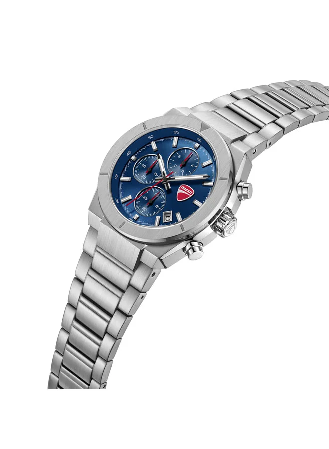 Ducati Frontier Blue Dial, Stainless Steel Bracelet, Chronograph Watch for Men, 43mm