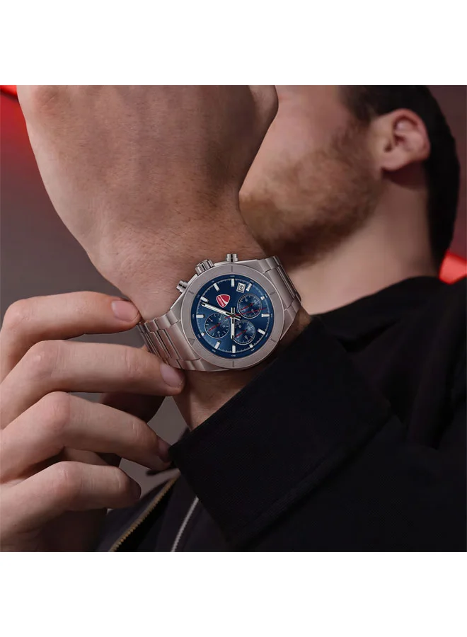 Ducati Blue Frontier Blue Dial, Stainless Steel Bracelet, Chronograph Watch for Men, 43mm for Men | Best Price UAE
