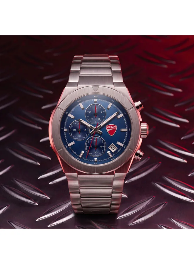 Ducati Blue Frontier Blue Dial, Stainless Steel Bracelet, Chronograph Watch for Men, 43mm for Men | Best Price UAE