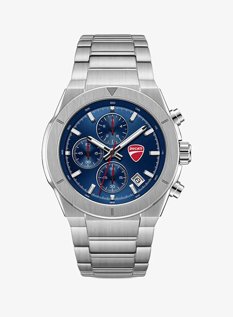 Ducati Frontier Blue Dial, Stainless Steel Bracelet, Chronograph Watch for Men, 43mm