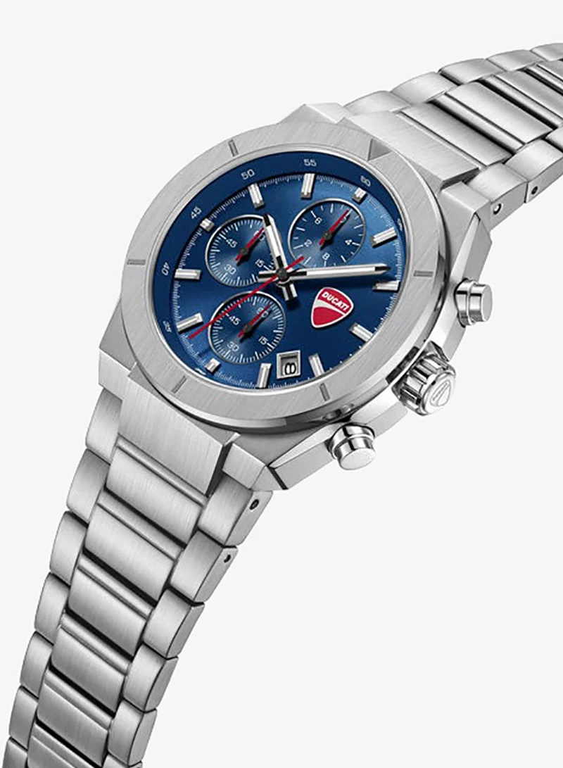 Ducati Frontier Blue Dial, Stainless Steel Bracelet, Chronograph Watch for Men, 43mm