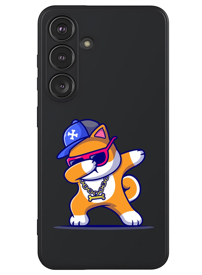 Theodor Protective Slim Fit Case Liquid Silicone Cover with Full Body Protection Anti-Scratch Shockproof Case For Samsung Galaxy S25 (Black) - Dog Dab - Image 1