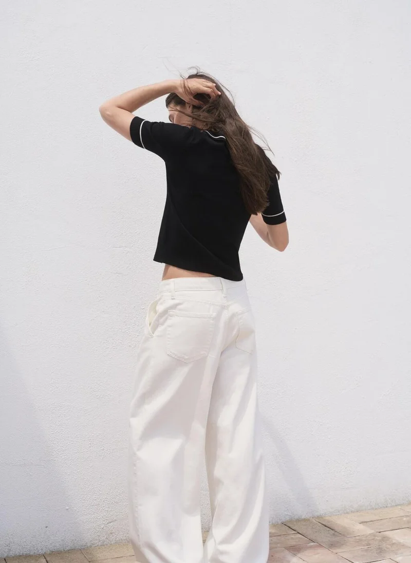 MANGO Polo-neck sweater with contrasting trims