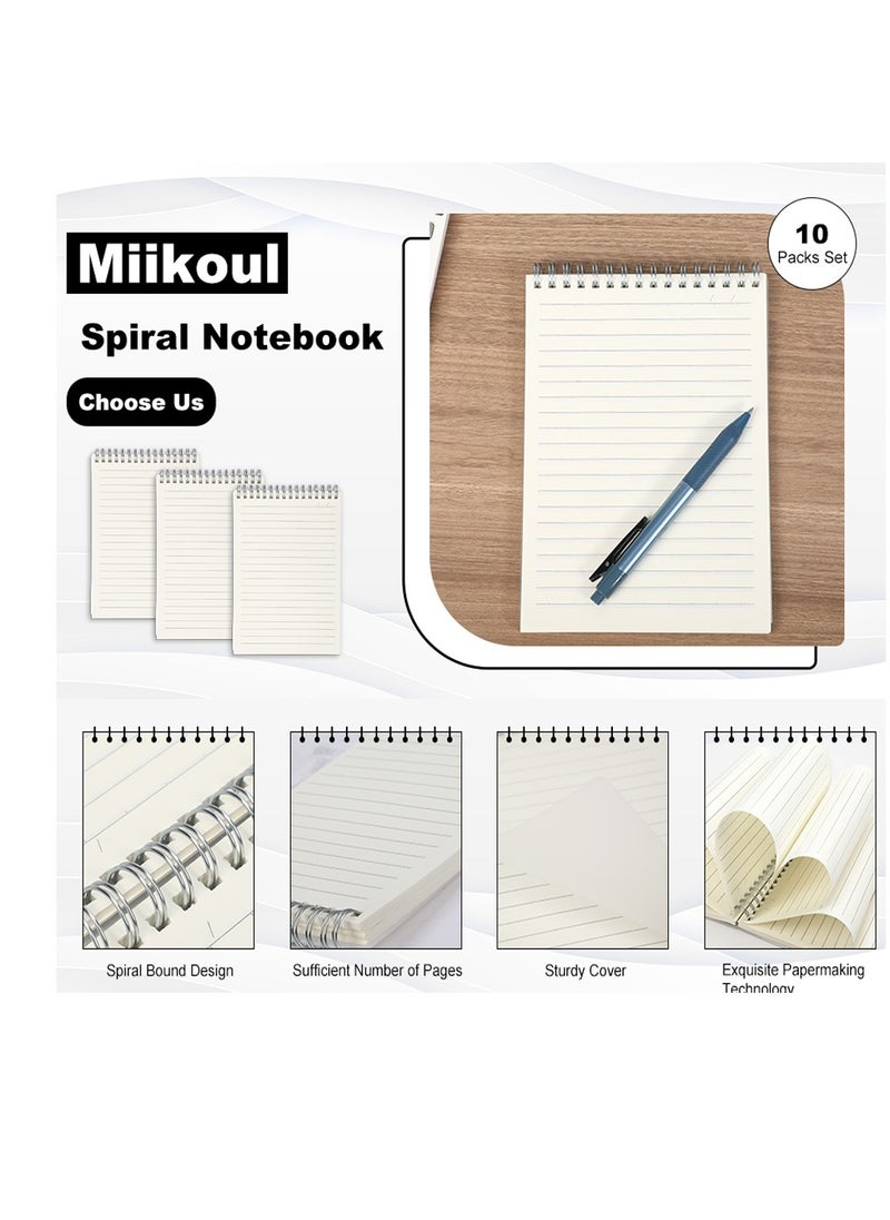 SYOSI - Lined Spiral Notebook 10 Pcs Top Spiral Notebook 8.5x11 A5 Size 80 Sheets White Paper with Line Steno Notebooks for Students School University Office Twin-Wire Binding - Image 1